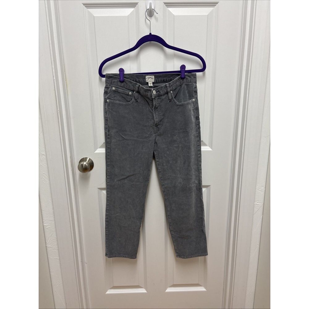 J.Crew Gray Vintage Slim Straight Stretch Velvet‎ Pants - Women's Size 30 Petite